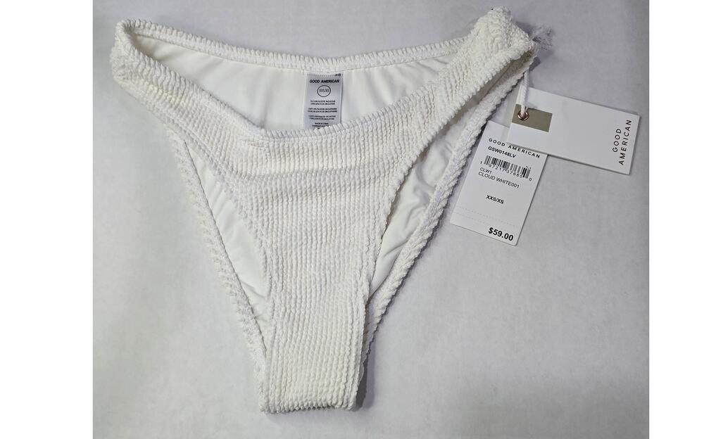 NWT Good American Cloud White Textured Bikini Bottom XXS/XS MSRP $59